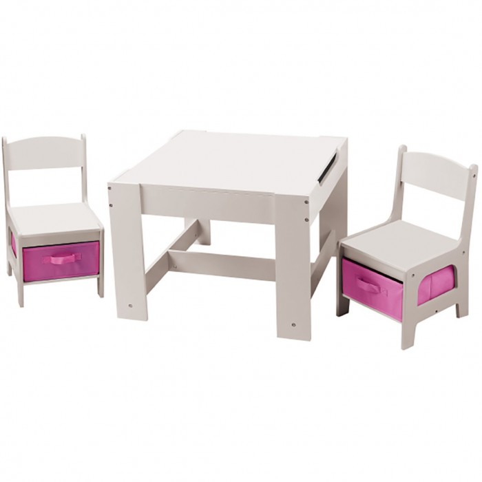 Masuta Pastel White 3 in 1 cu tabla de scris si spatii de stocare - MDF Liberty House